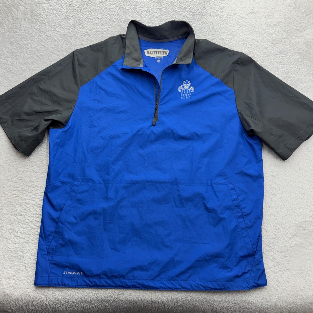 Nike Storm-Fit Mens XL Short Sleeve Quarter Zip Windbreaker Blue Grey‎ Westfield